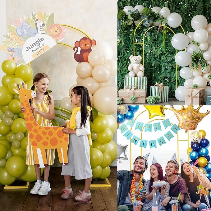 7.2FT Gold Double Arch Backdrop Stand, U-Shaped Metal Wedding Arch Frame with Open Back Design for Ceremony Baby Shower Birthday Party Garden Photo Backdrops Decorations