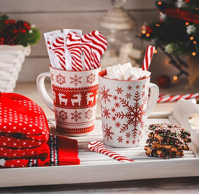 Gift Boutique Christmas Peppermint Candy Cane Spoons 24 Pack Edible Mint Candies Spoon Individually Wrapped for Stirring Beverages Cocoa Tea Coffee Cocktails, Stocking Fillers Holiday Party Favor Gift