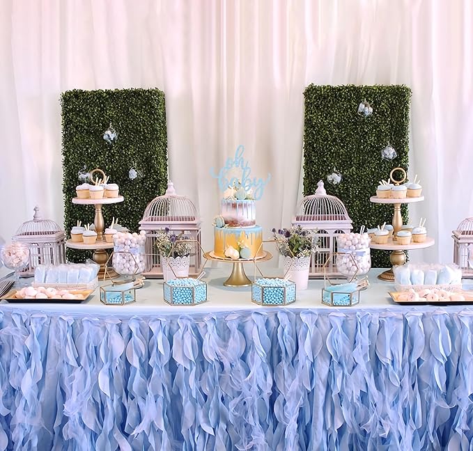 Oh Baby Cake Topper - Glitter Light Blue Baby Shower Cake Decoration Supplies, for Baby Shower/Gender Reveal Party/Baby Birthday Party Photo Booth Props