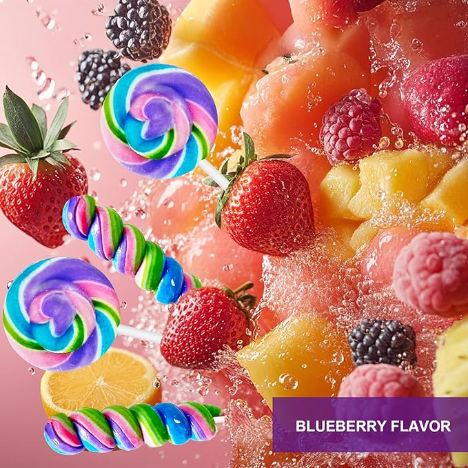 32 Pack Rainbow Twisty & Swirl Blueberry Lollipops - Mermaid Lollipop Candy Individually Wrapped Bulk for Birthday Party Candies, Girls Baby Shower Unicorn Candy Lollipops Suckers