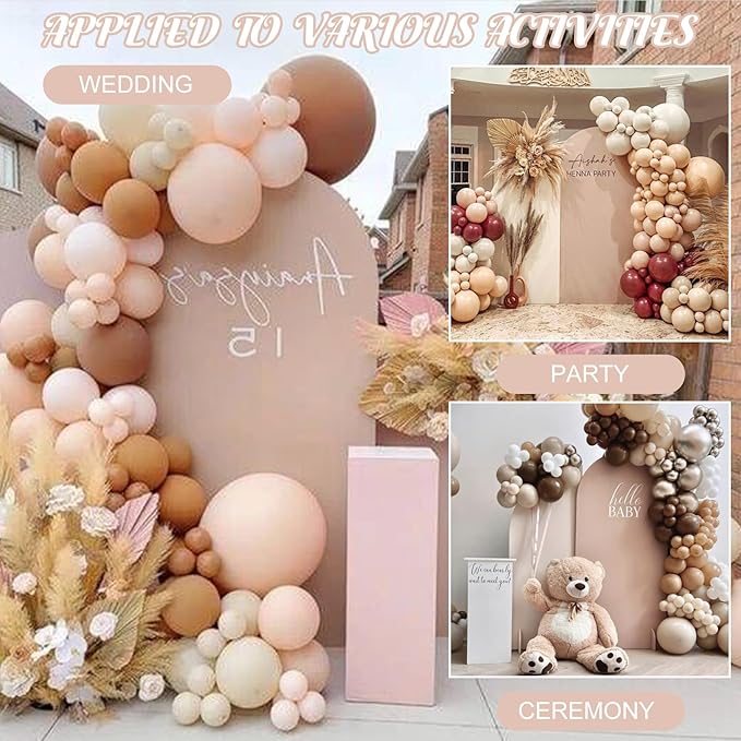 Metal Arch Stand and Cover Set,1 Nude Spandex Fitted Backdrop with 1 Gold Wedding Arched Stand Frame for Parties Birthday Baby Shower Bridal Banquet Decoration (6.6FT)