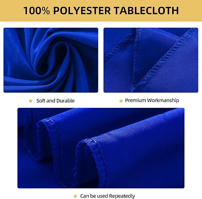 6-Pack 60x120 inch Royal Blue Table Cloths, Solid Stain and Wrinkle Resistant Oblong Tablecloth, Premium Plain Weave Polyester Fabric Rectangle Table Linen Covers for Hotel, Wedding