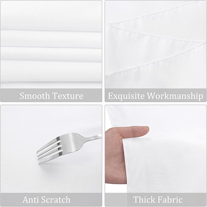 Fivenl 12 Pack White Round Tablecloth 90 Inch Round Table Covers Bulk Washable Polyester Fabric Round Table Clothes for Wedding Party Reception Banquet Buffet Restaurant (White, 90 Inch)