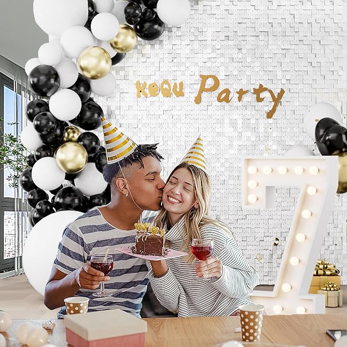 Shimmer Wall Sequin Backdrop, 48pcs Square Shimmer Wall Sequin Backdrop, DIY Party Shiny Decor for Wedding, Birthday, Anniversary, Graduation, Holiday&Home Background Supplies (White）