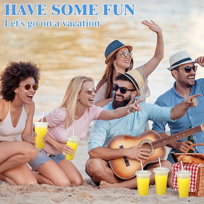 Honeydak 60 Pack Tumbler with Straw and Lid Bulk Cups for Gifts Glitter Plastic Coffee Cups 24-27 oz Reusable Water Bottle Iced Coffee Travel Mug Party Favors for Birthdays Travel (Transparent)