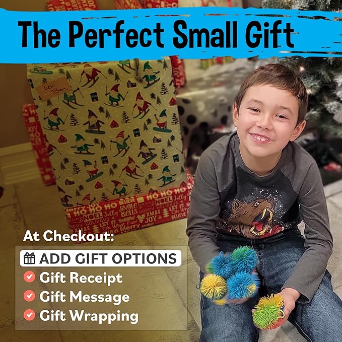 Stringy Balls & Sensory Toys for Kids 20 Pack - Stocking Stuffers For Kids Ages 4 5 6 7 8 + Year Old Gift Ideas - Best Birthday Toddler Gifts for Boys & Girls - Monkey Pom Balls Fidget Toys Party Pack