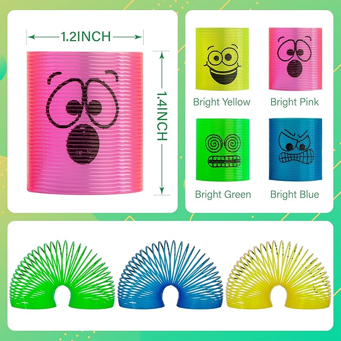 Cocurb 144 Pcs Mini Spring Party Favors for Kids 4 to 8 Birthday Stress Relief Bulk Fidget Goody Bag Stuffers Classroom Prizes Spring Bulk Toys for Kids Prize 4 Bright Colors