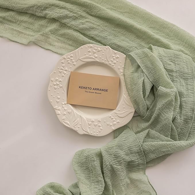 Sage Green Table Runner Cheesecloth 120 Inch 10 FT Rustic Boho Cheese Cloth Table Runner for Wedding Baby Shower Bridal Shower Sheer Gauze Centerpiece Home Decorations