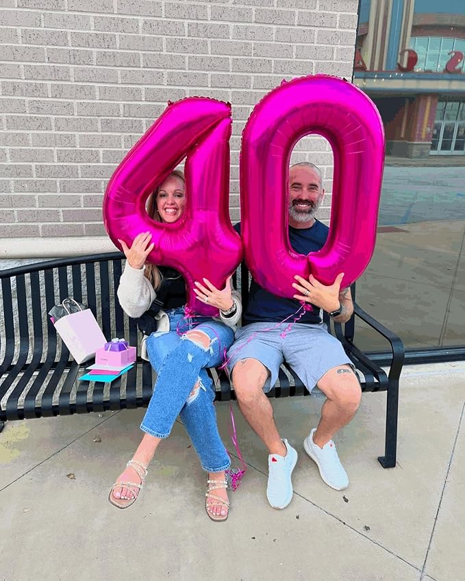 0 Balloon - Hot Pink Birthday Number Balloons, 40 Inch Large Foil Balloons for Men Women Boys Girls Hot Pink Themed Birthday Decorations
