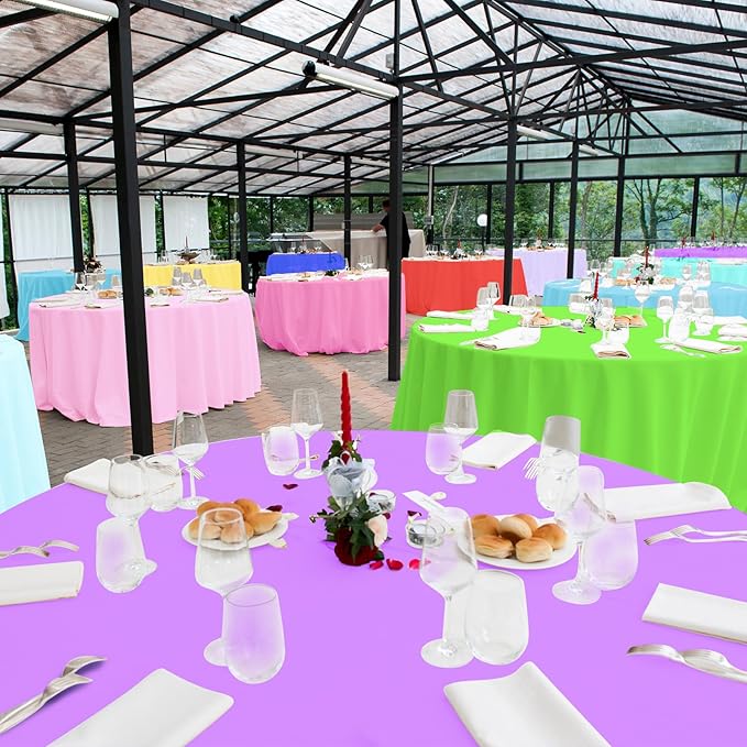 12 Pack Assorted Color Round Plastic Tablecloths Disposable Rainbow Tablecloth Colorful Round Table Covers for Rainbow Party Birthday Wedding Picnic Fiesta Home Party Decorations,12 Color,84Inch