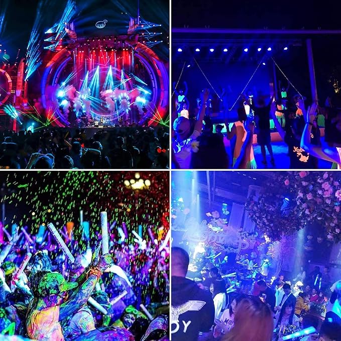 200W 4 Pack LED Black Light, Outdoor Blacklight Flood Lights with Plug and Switch, IP66 Rated for Glow in The Dark, Halloween Party, Body Paint, Aquarium