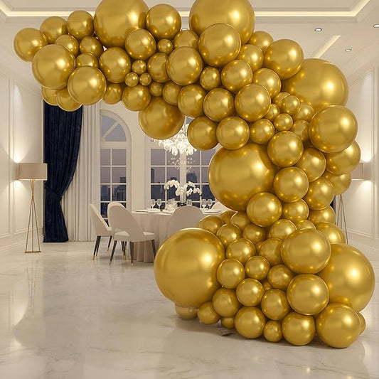 Balloon Garland Arch Kit – 146 Pcs Metallic Gold Balloons for Baby Shower, Birthday, Gender Reveal, Wedding Party – DIY Kit by Vellax™