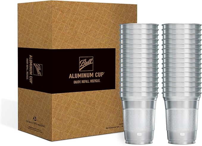 Top Cup by Ball – 16 Ounce, 30 Count, Reusable Aluminum Party Cups | Stealth Design | Cold-Holding, Recyclable, Made in USA