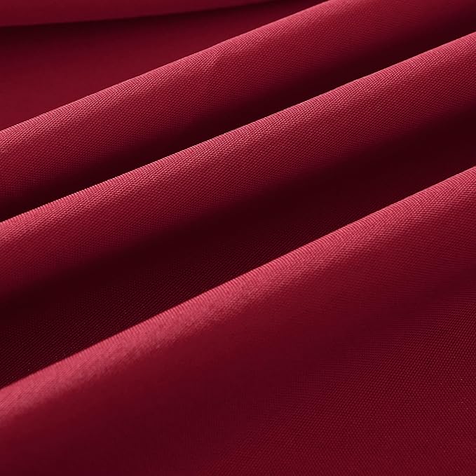 2-Pack Round 108-inch Burgundy Table Cloths, Solid Stain and Wrinkle Resistant Circular Tablecloth, Premium Plain Weave Polyester Fabric Table Linen Covers for Hotel, Banquet