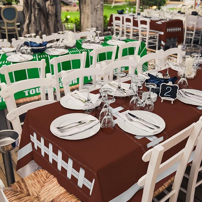 Gatherfun Football Party Decorations Disposable Tablecloth Plastic Touchdown Table Cover for Birthday Football Party Games Decoration 54 X 108Inch，2 Pack