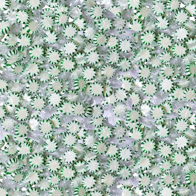 A Great Surprise Christmas Spearmint Starlight Mints – 4 lb Bulk Bag – Individually Wrapped Green & White Hard Candies for Holiday Parties, Offices, Candy Bowls & Winter Celebrations