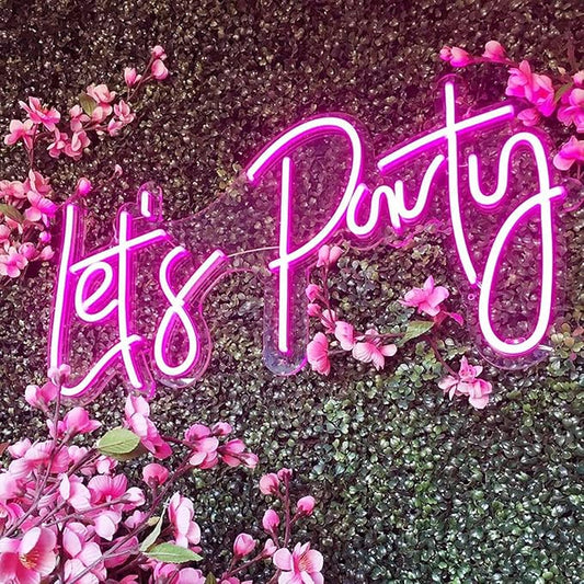 Ulalaza LED Neon Sign Night Light for Wall Party Décor Bedroom Room Bar Wedding Home Birthday Art Decoration Christmas with USB Chain Light modulator 5v (lets party blue)