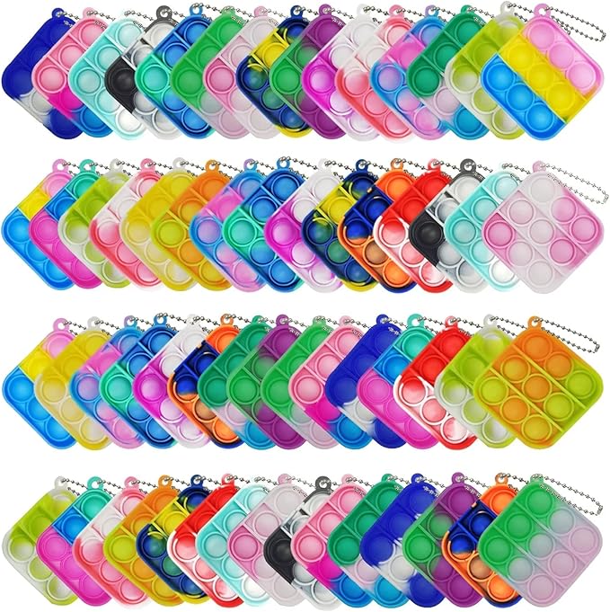 30 Pcs Mini Pop Bubble Fidget Sensory Toys for Party Favors, Pop Keychain Bulk for Classroom Prizes, Easter Basket Stuffers Christmas Valentine Gifts for Kids Students