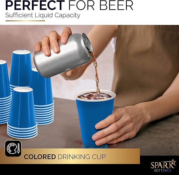 Disposable Paper Cups, 8 oz. Royal Blue Paper Coffee Cups, Strong and Sturdy Coffee Disposable Cups for Party, Wedding, Christmas, Halloween Hot Cups, Pack of 20