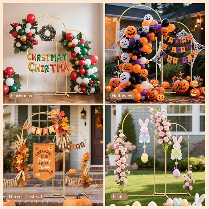 Metal Arch Backdrop Stand, 7.2FT+6FT Wedding Arch Stand, Set of 2 Backdrop Arch Stand, Metal Arch Stand for Wedding Ceremony Birthday Party Baby Shower Graduation Ceremony Decoration