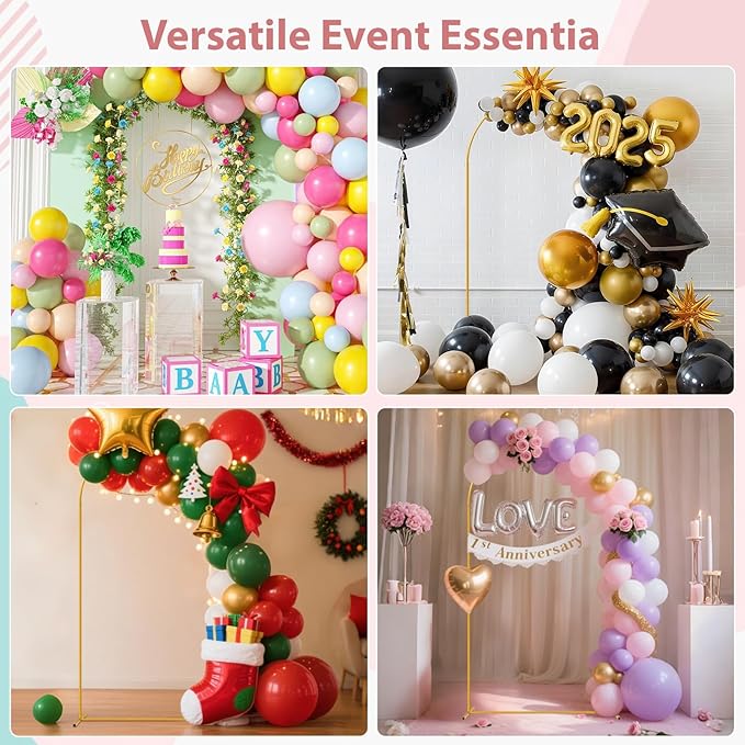 Tamodan 7.2 ft Arch Backdrop Stand, Gold Metal Wedding Arch Stand for Ceremony, Birthday Party, Bridal Baby Shower, Arch Stand for Floral, Balloon, Photo Booth Decorations