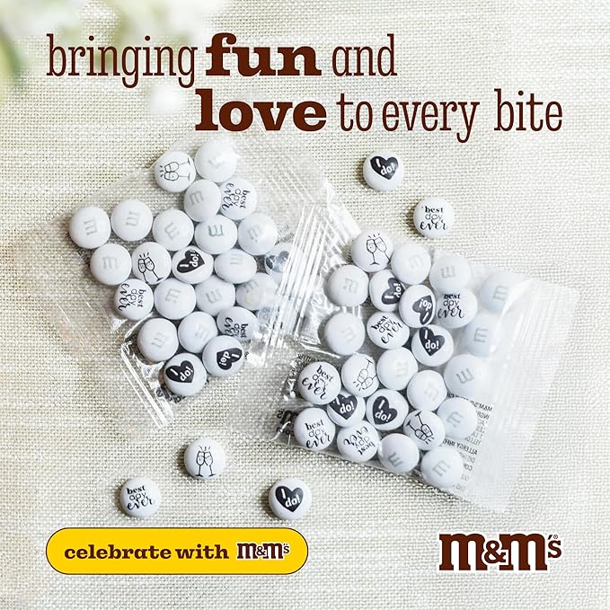 M&M's World Milk Chocolate Wedding Candy Favors, 20 Pack of 0.75oz, Perfect for Wedding Reception, Bridal Favors, Rehearsal Dinner and Table Decor