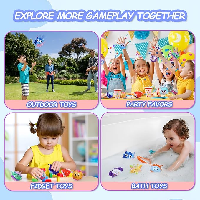 48 Pack Light Up Party Favors for Birthday, Glow in The Dark Party Supplies, Pop Fidget Toys Bulk 3D Stress Ball Toy, Squeeze Toys, Easter Filler, Classroom Prizes Stocking Stuffers for Adults Toddler