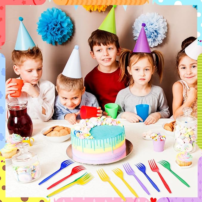 360 Pcs Rainbow Disposable Plastic Forks Bulk Colorful Disposable Cutlery Neon Plastic Forks for Holiday Party Picnics Restaurant Outdoor Events(Red Yellow Green Blue Purple)