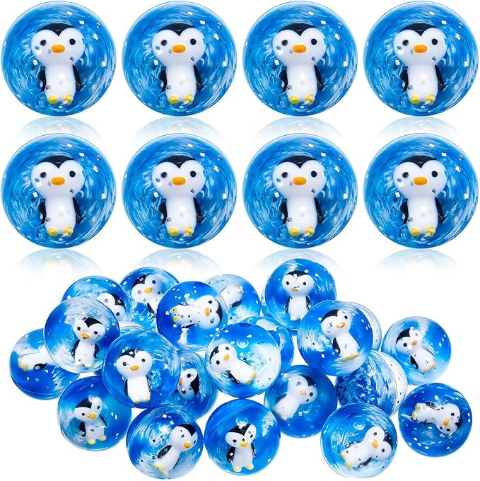 Syhood 24 Pcs Penguin Bouncy Ball 45 mm Rubber Bouncy Balls for Kids Party Favors Bouncing Toy Game Bouncing Ball Bulk for Classroom Prize Back to School Gift