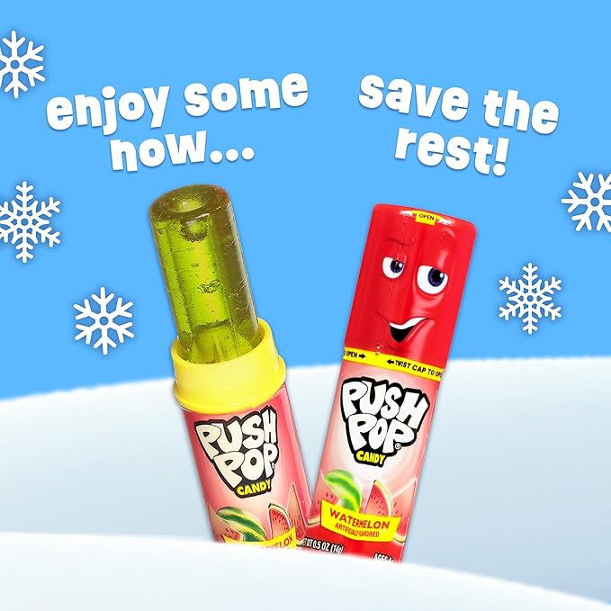 Push Pop Christmas Candy Variety Pack, 10 Ct Lollipops Individually Wrapped in Fruity Flavors, Bulk Individually Wrapped Hard Candy, Birthday Party Favors, Stocking Stuffers, Kids Gifts