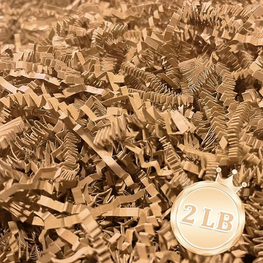 2 LB Brown Kraft Crinkle Cut Paper Shred Filler Great for Gift Wrapping, Cowhide Color Basket Fillers, Birthday, Gift Wrapping, Halloween Thanksgiving Christmas Party Decor Filling Supplies
