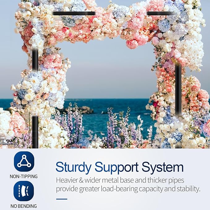 Pipe and Drape Backdrop Stand, 12x10ft Heavy Duty Adjustable Background Frame with Metal Base, Back Drop Holder for Parties Photography Wedding Photoshoot Decoration - Black