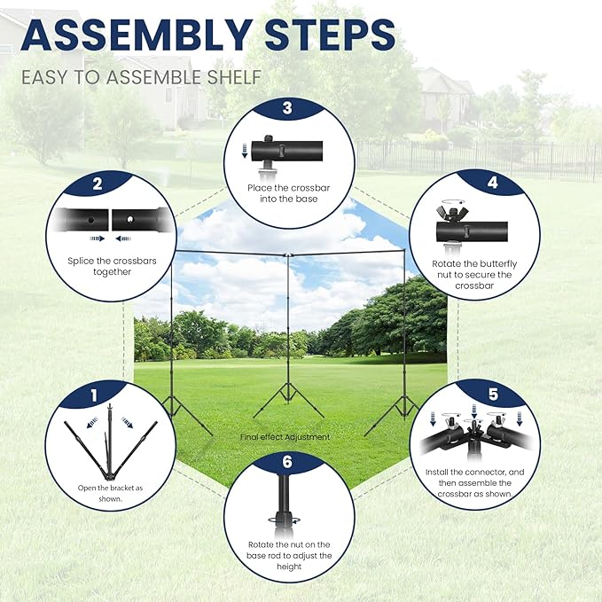 Jiang&Rong 8.5 x 20ft (H x W) Adjustable Photo Backdrop Stand Kit, Large Photography Background Stand with 308°Angle Rotatable Connector for Wedding, Birthday, Party