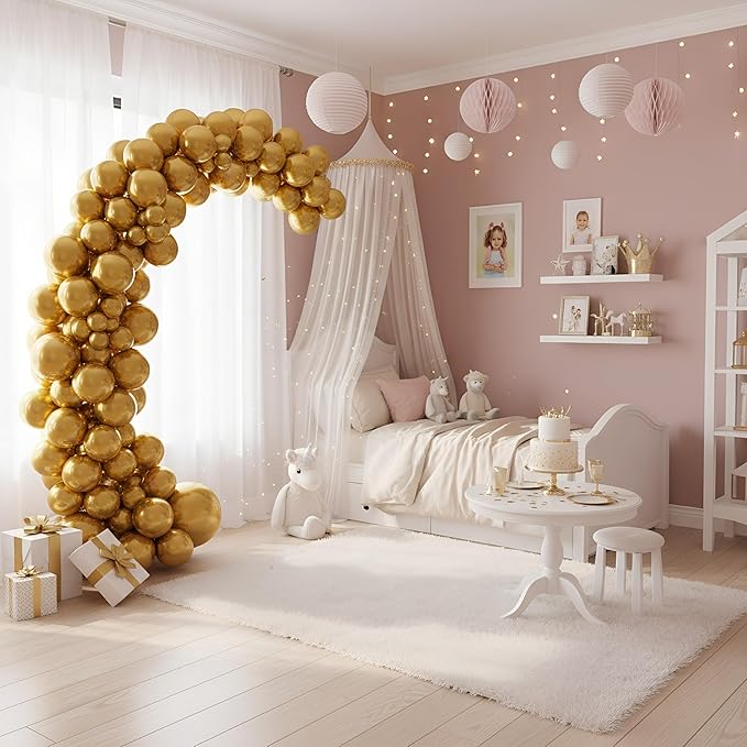 Balloon Garland Arch Kit – 146 Pcs Metallic Gold Balloons for Baby Shower, Birthday, Gender Reveal, Wedding Party – DIY Kit by Vellax™