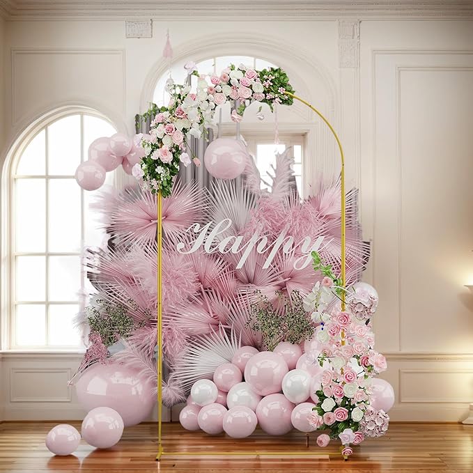 UDEAR 7.2FT Metal Arch Backdrop Stand,for Wedding Backgrounds Climbing Plants Event Decorations Outdoor Ceremonies,Gold