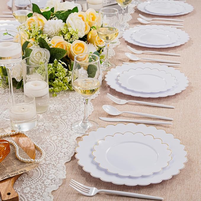 Supernal 360pcs White Plastic Silverware Heavy Duty Disposable Cutlery Set Includes White Party Knives,Plastic Forks and Spoons Suitable July 4th,Weddings & Birthday