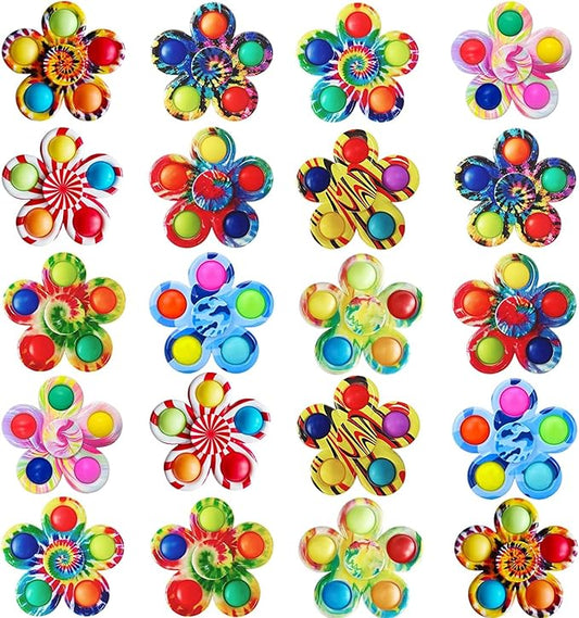20 Pcs Fidget Spinners Pop Toys for Party Favors, Sensory Fidget Toys Bulk for Classroom Prizes, Easter Christmas Valentine Gifts for Kids Easter Basket Stuffers