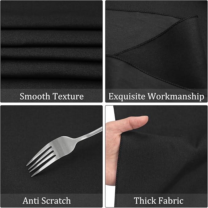 Fivenl 12 Pack Black Round Tablecloth 90 Inch Round Table Covers Bulk Washable Polyester Fabric Round Table Clothes for Wedding Party Reception Banquet Buffet Restaurant (Black, 90 Inch)