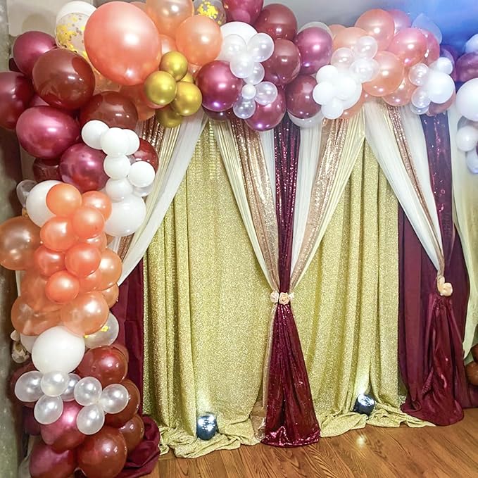 Balloons Burgundy Rose Gold, 60 Packs 12 Inches Wine Red Champagne Latex Balloon Rose Gold Confetti Balloons for Women Girls Birthday Wedding Bridal Shower Party Anniversary Decoration