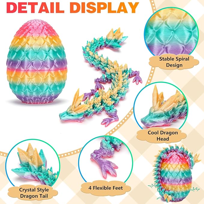 12PCS 3D Printed Dragon Eggs with Dragon Inside, Small Stocking Stuffers for Kids, 3D Printed Animals Dinosaur Eggs Fidget Toys for Teens, Fun Christmas Decorations Gifts for Girls Boys Party Favors