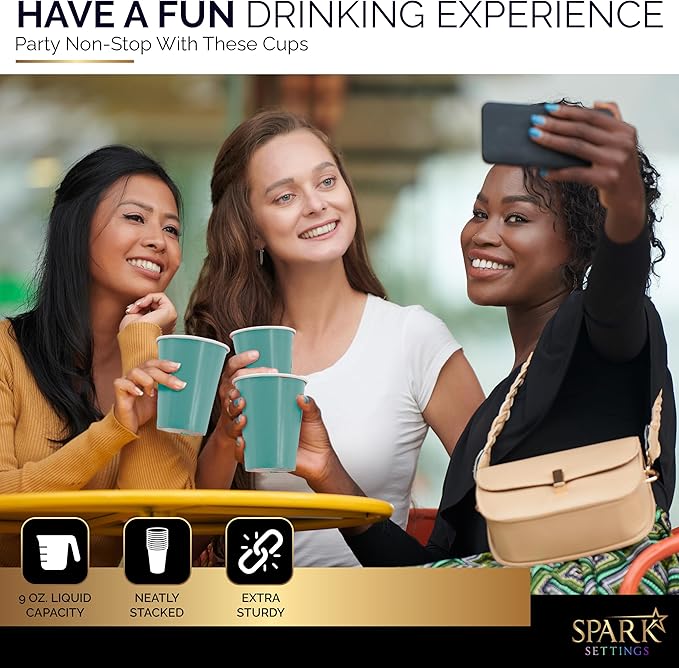 Disposable Paper Cups, 9 oz. Light Blue Paper Coffee Cups, Strong and Sturdy Coffee Disposable Cups for Party, Wedding, Thanksgiving Day, Christmas, Halloween Hot Cups, Pack of 20