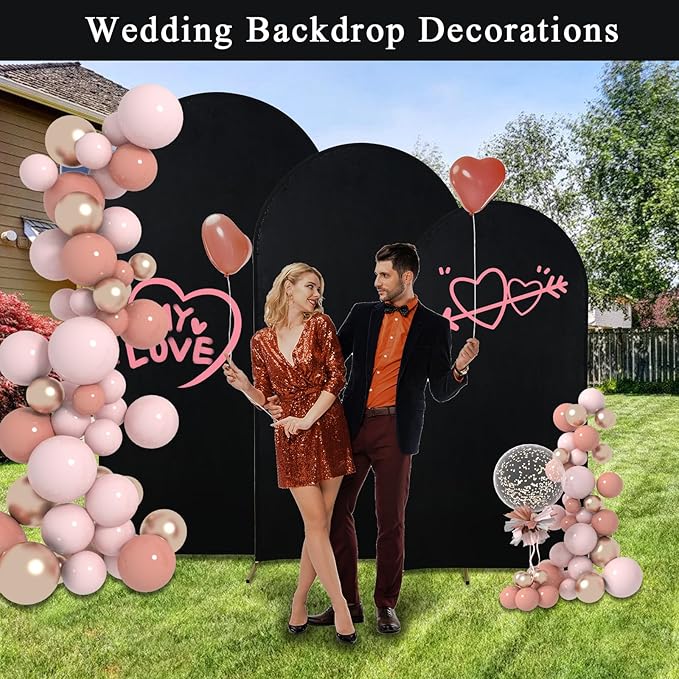 Wedding Arch Backdrop Stand Set of 3, (6, 6.6, 7.2) Metal Arch Backdrop Stand with Wedding Arch Cover, Wedding Balloon Arch Backdrop Stand for Birthday, Baby Shower, Anniversary