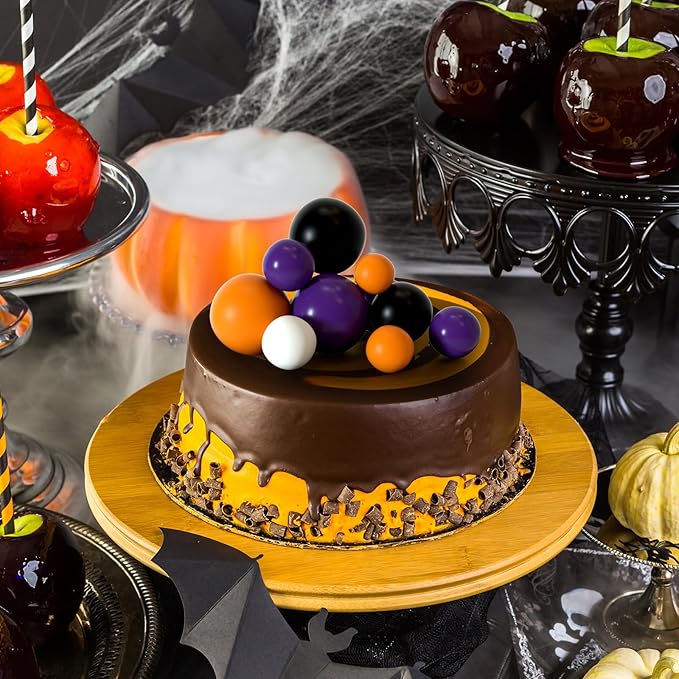 ASTARON 32 Pcs Ball Cake Topper Halloween Decorations Mini Balloons Sticks Foam Balls Birthday Cake Topper Picks Cake Decorations for Halloween Supplies (Orange，Black，Purple)