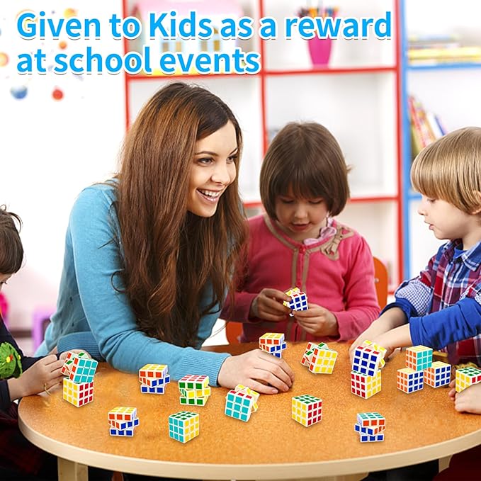 48 Pack Mini Cube Puzzle Box Toys Party Favors for Kids, 1.18in 3x3 Magic Cubes Brain Teaser for Classroom Prizes, Students School Rewards, Puzzles Game Toy for Christmas Goodie Bag & Stocking Stuffer