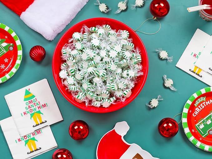 A Great Surprise Christmas Spearmint Starlight Mints – 4 lb Bulk Bag – Individually Wrapped Green & White Hard Candies for Holiday Parties, Offices, Candy Bowls & Winter Celebrations