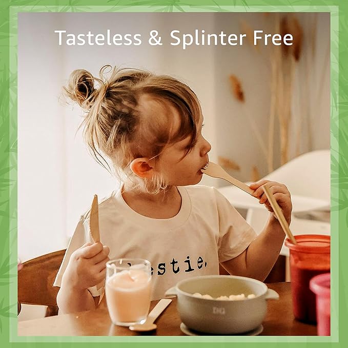 100% Bamboo Forks Set - Eco Friendly Disposable Cutlery (500 Compostable Forks) | Disposable or Reusable Bamboo Utensils | Compostable FSC Certified Silverware for Weddings, Camping, Parties