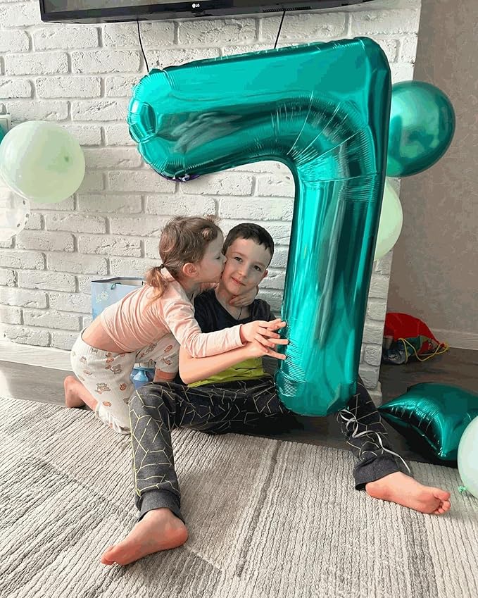 0 Balloon - Teal Birthday Number Balloons, 40 Inch Large Foil Balloons for Men Women Boys Girls Teal Themed Birthday Decorations