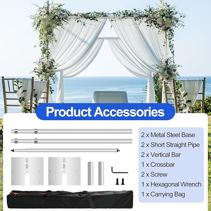 FUDESY Pipe and Drape Stand Kit, 10x10ft Heavy Duty Adjustable Metal Backdrop Frame for Photography, Wedding Parties, Decoration