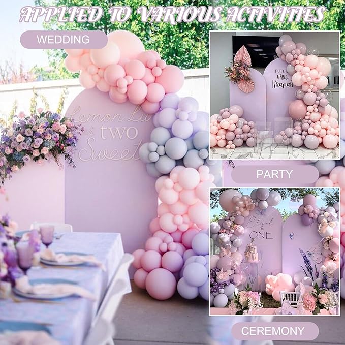 Metal Arch Stand and Cover Set,1 Light Purple Spandex Fitted Backdrop with 1 Gold Wedding Arched Stand Frame for Parties Birthday Baby Shower Bridal Banquet Decoration (6FT)