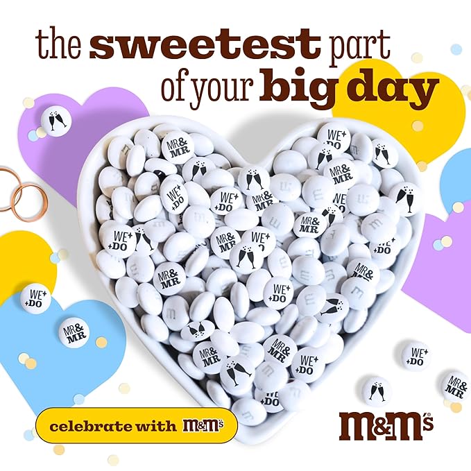 M&M’S WORLD “Mr. and Mr.” Milk Chocolate Candy, 2 lbs Bulk Candy for Wedding Decorations, Unique Favors, or Cake Topper